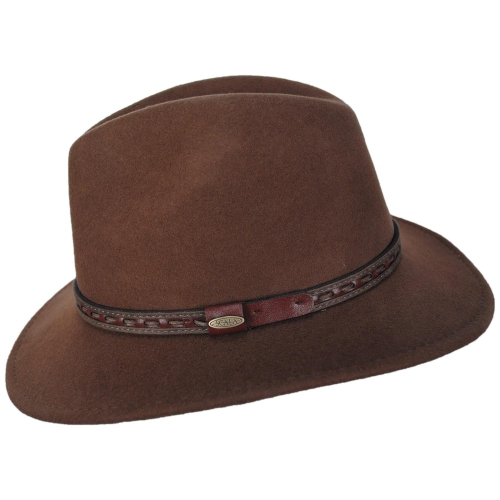Scala Traveler Crushable Wool Felt Safari Fedora Hat Mens XL Water Repellent